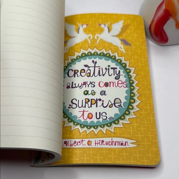 NWOT Colorful Unicorn Bundle Ceramic Figurine and Soft Cover Journal Gift 128 pg - Picture 7 of 8